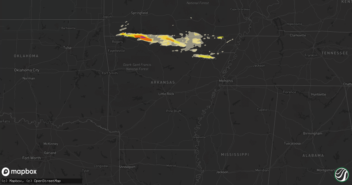 Hail map in Arkansas on May 26, 2017