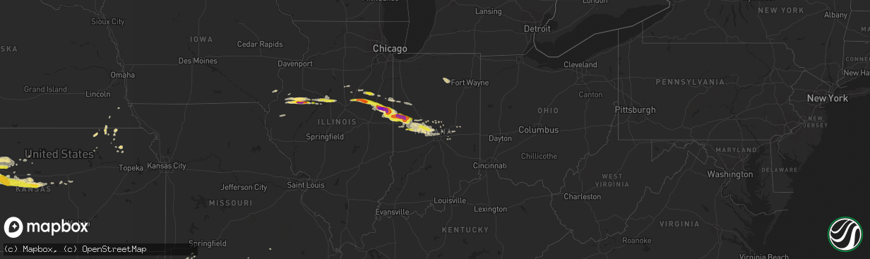 Hail map in Indiana on May 26, 2017