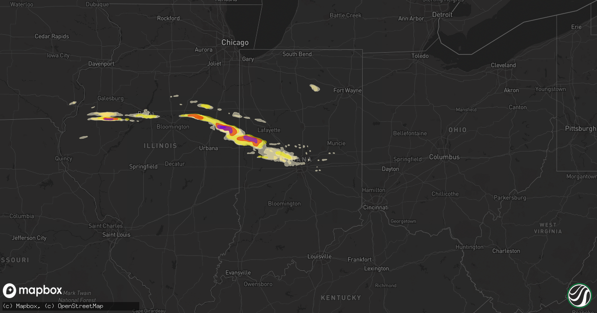 Hail map in Indiana on May 26, 2017