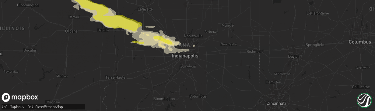 Hail map in Indianapolis, IN on May 26, 2017