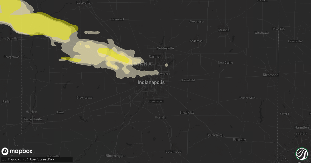 Hail map in Indianapolis, IN on May 26, 2017
