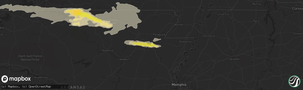 Hail map in Jonesboro, AR on May 26, 2017