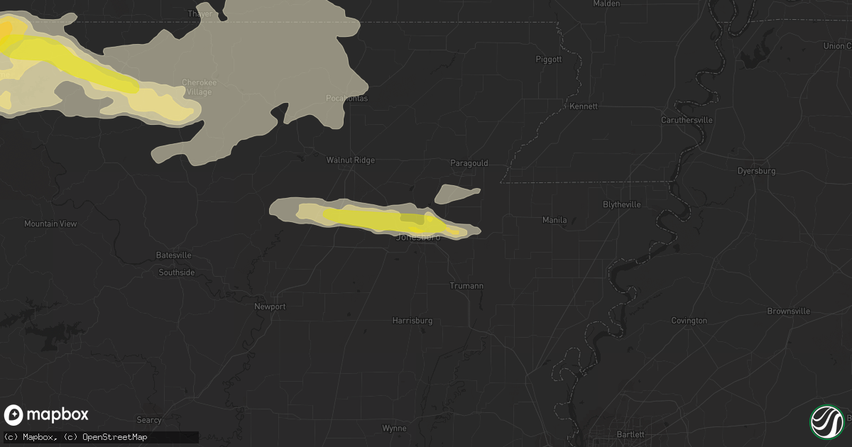 Hail map in Jonesboro, AR on May 26, 2017