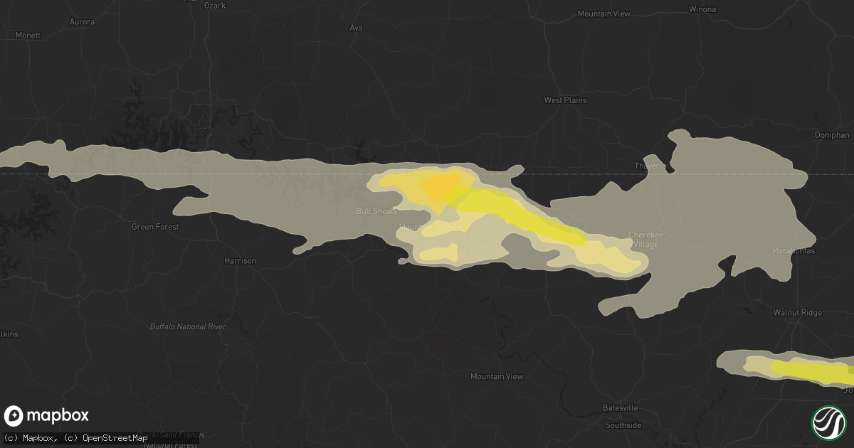 Hail map in Mountain Home, AR on May 26, 2017