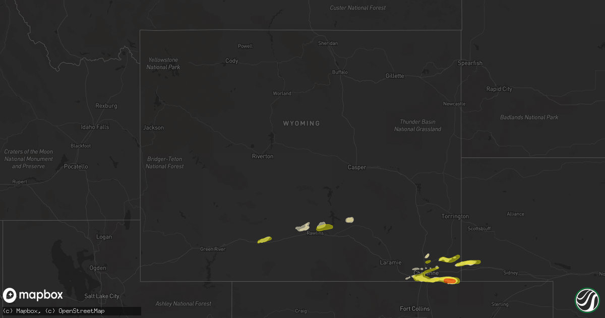 Hail map in Wyoming on May 26, 2017