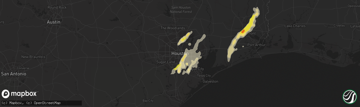 Hail map in Houston, TX on May 26, 2018