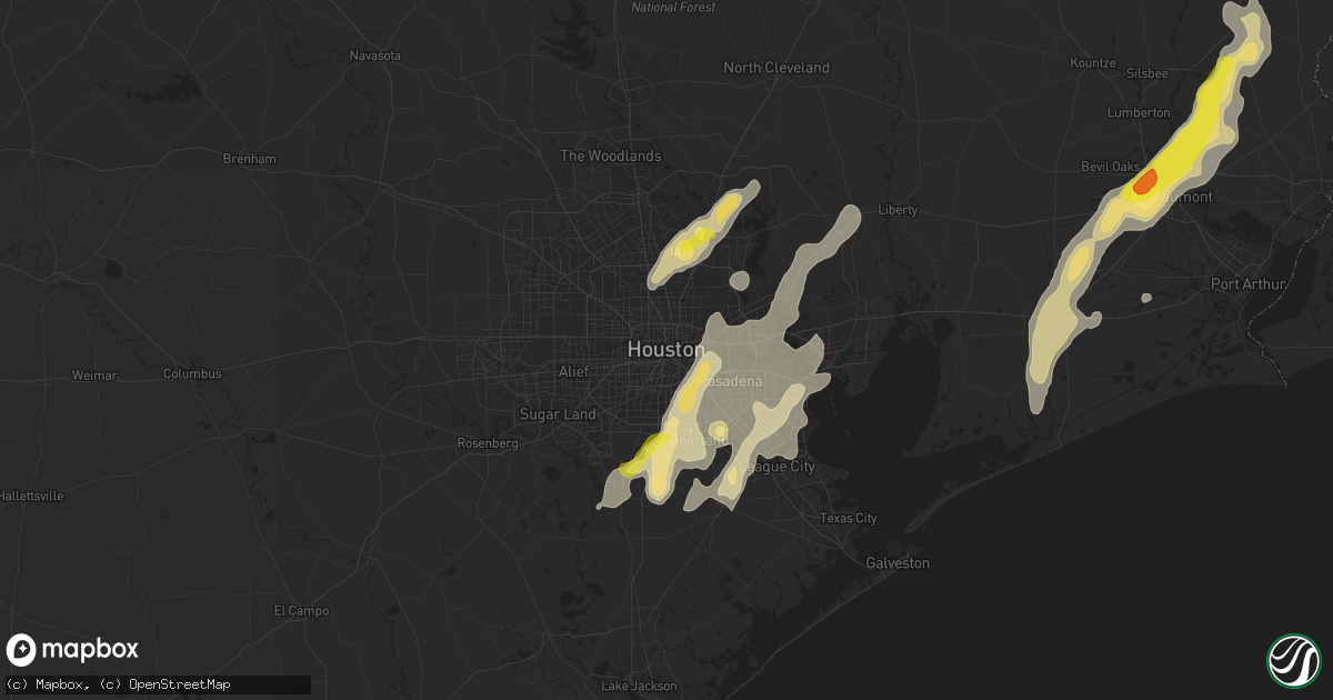Hail map in Houston, TX on May 26, 2018