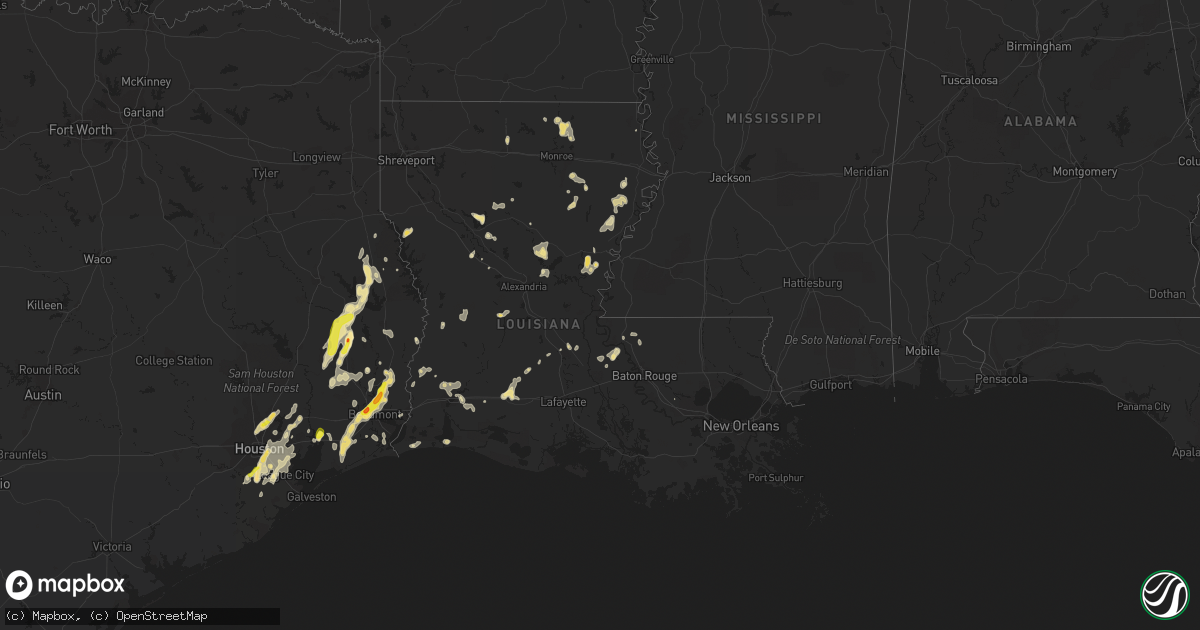 Hail map in Louisiana on May 26, 2018