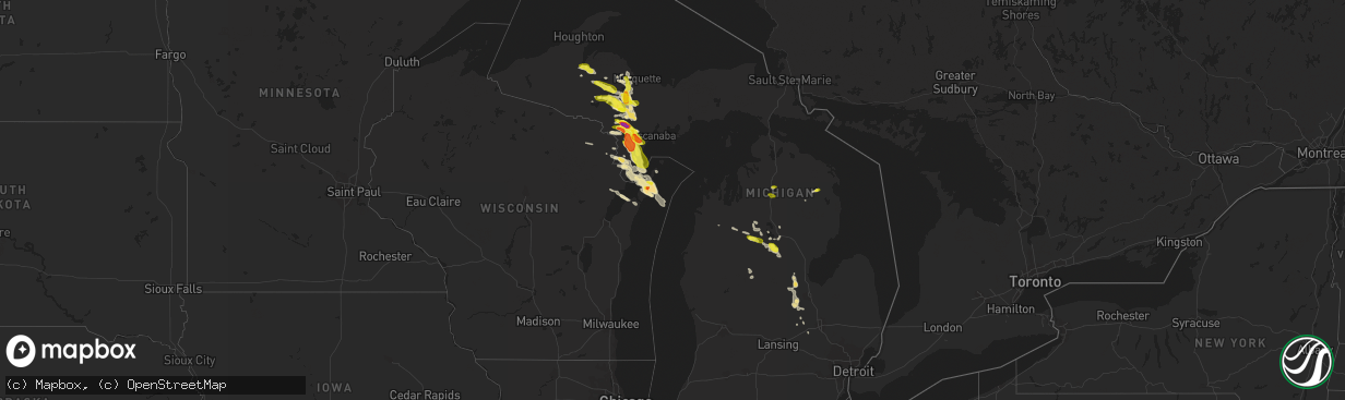 Hail map in Michigan on May 26, 2018