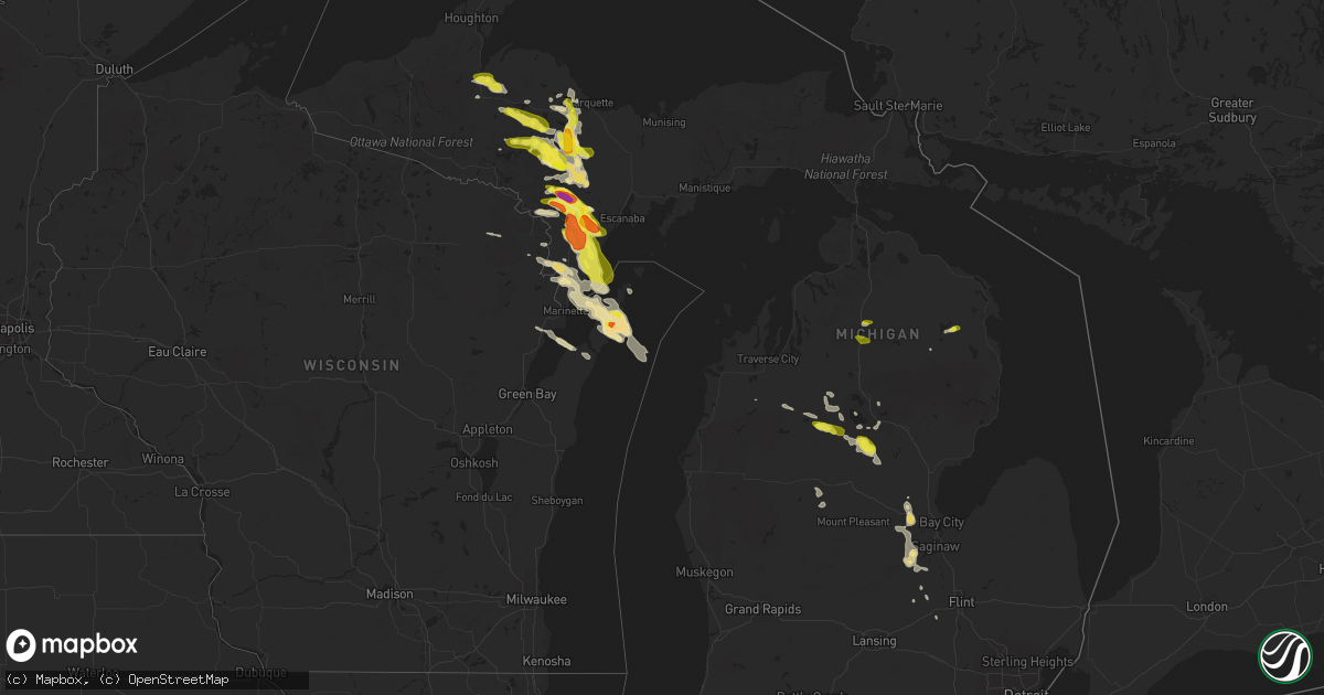 Hail map in Michigan on May 26, 2018