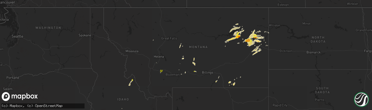 Hail map in Montana on May 26, 2018