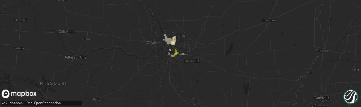 Hail map in Saint Louis, MO on May 26, 2018