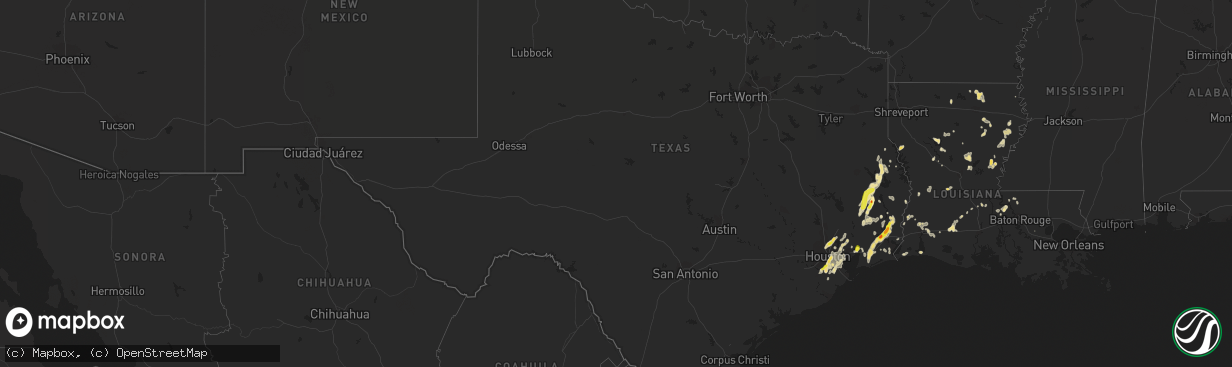 Hail map in Texas on May 26, 2018