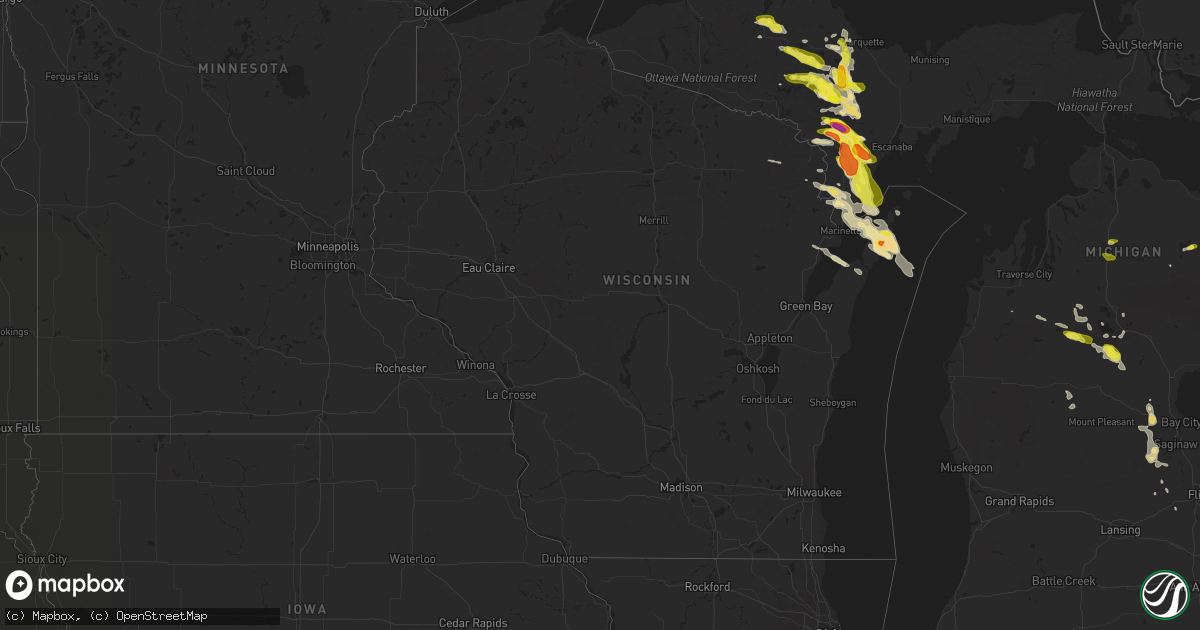 Hail map in Wisconsin on May 26, 2018
