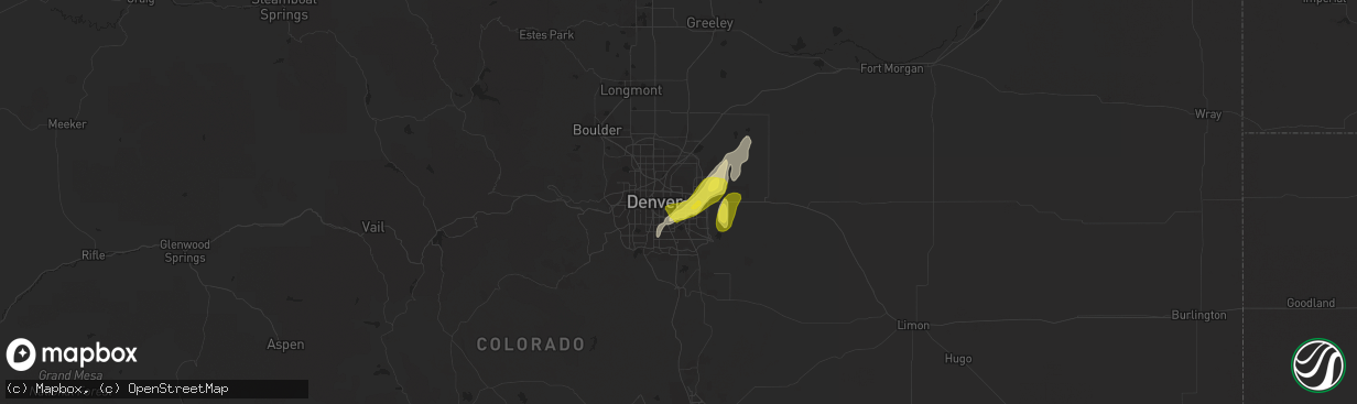 Hail map in Aurora, CO on May 26, 2019