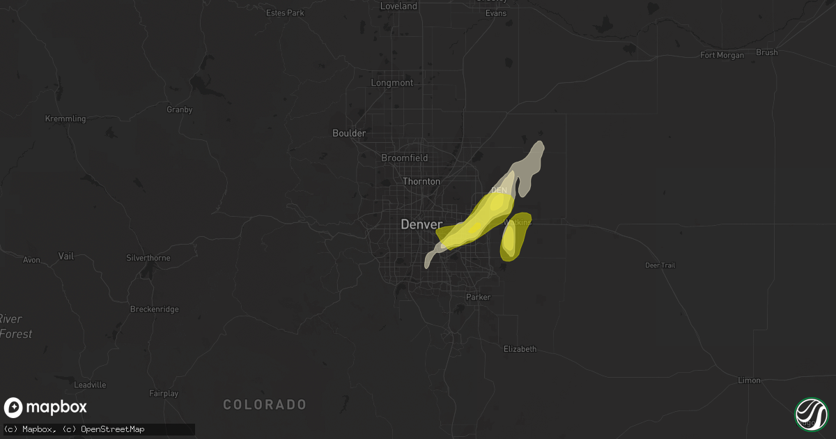 Hail map in Denver, CO on May 26, 2019