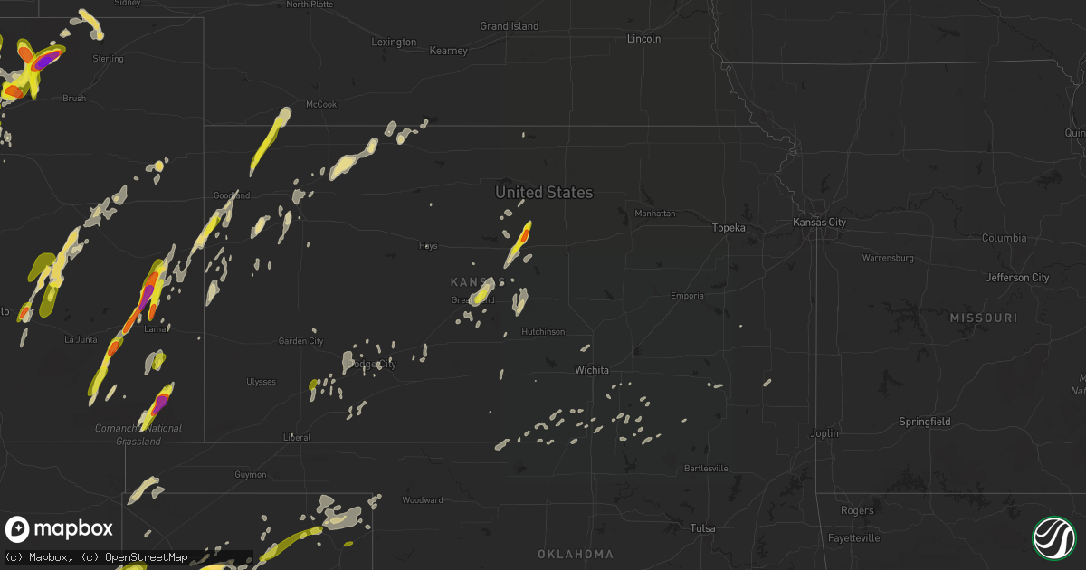 Hail map in Kansas on May 26, 2019