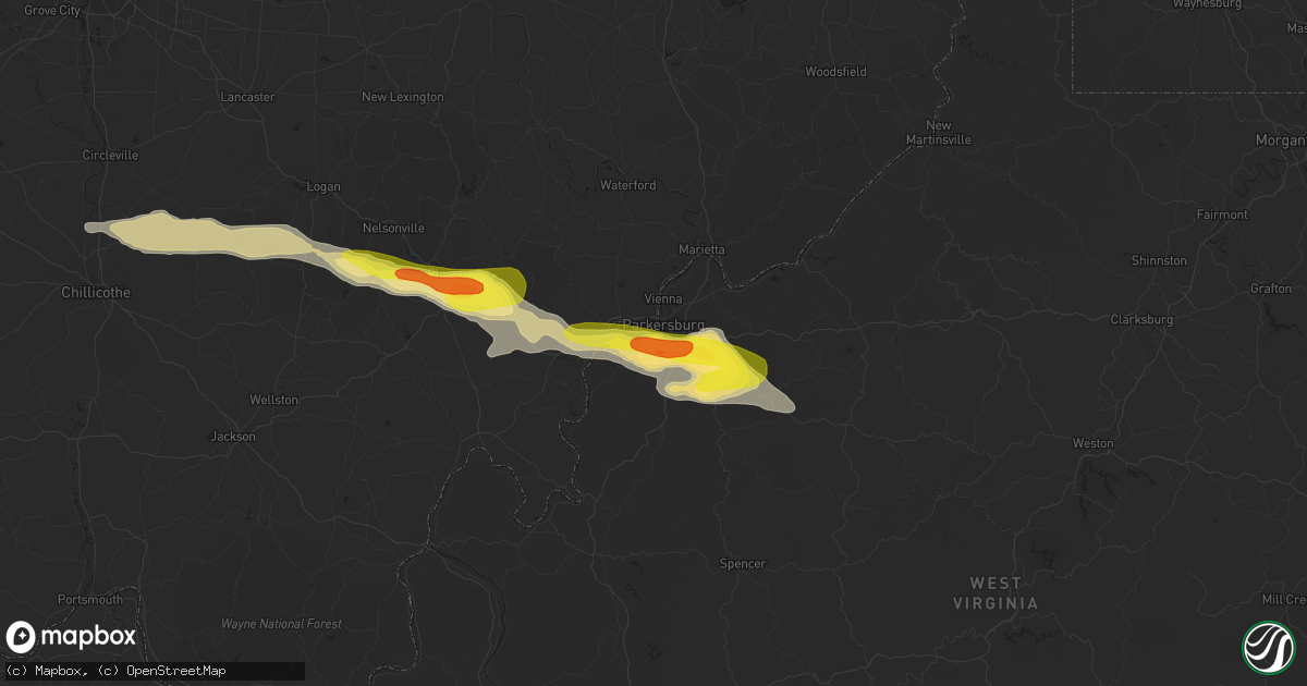 Hail map in Parkersburg, WV on May 26, 2019