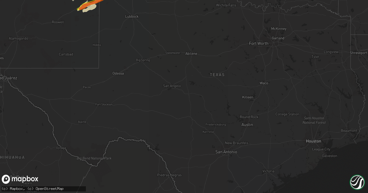 Hail map in Texas on May 26, 2019