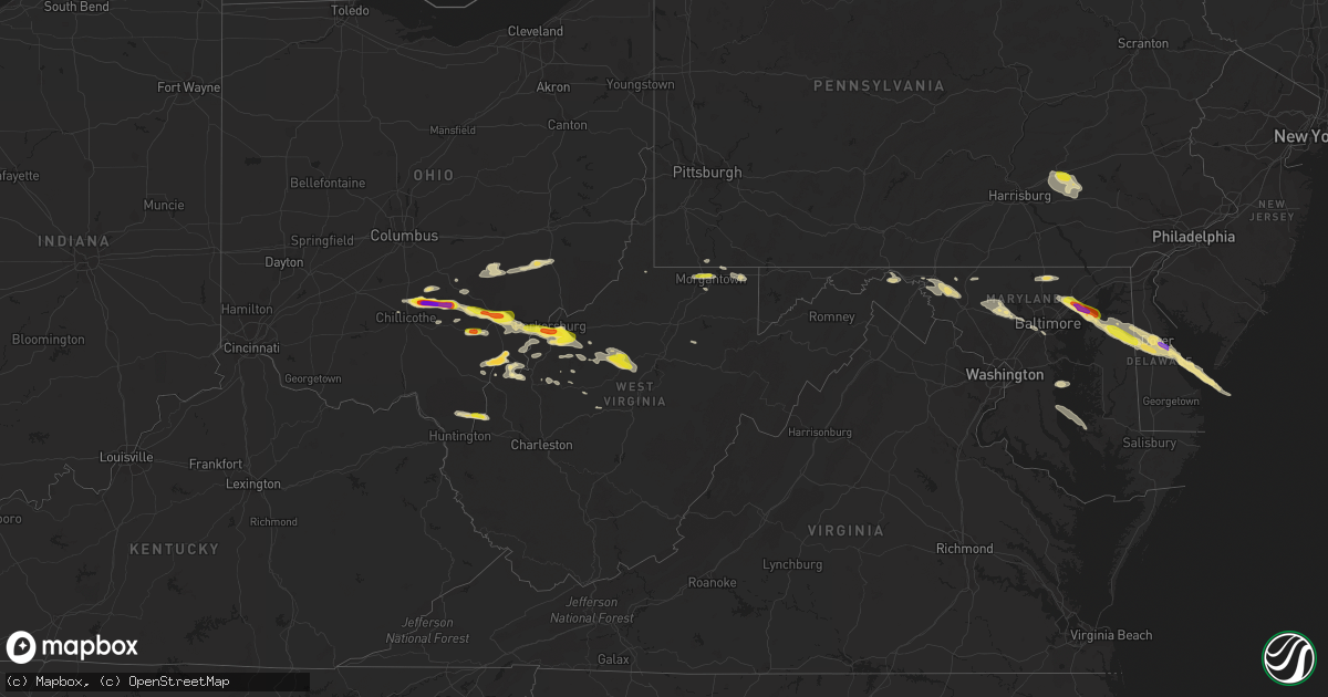 Hail map in West Virginia on May 26, 2019