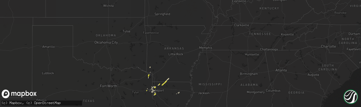 Hail map in Arkansas on May 26, 2020