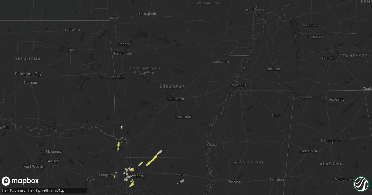 Hail map in Arkansas on May 26, 2020