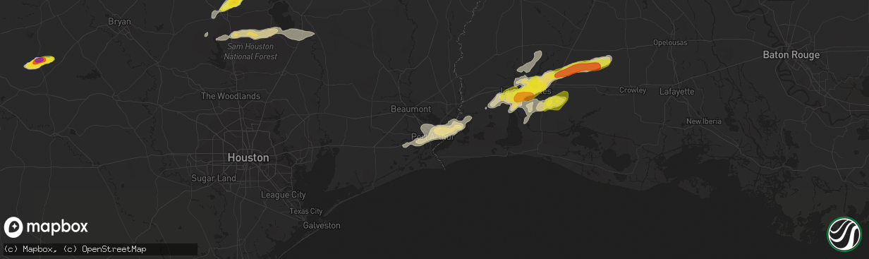 Hail map in Groves, TX on May 26, 2020