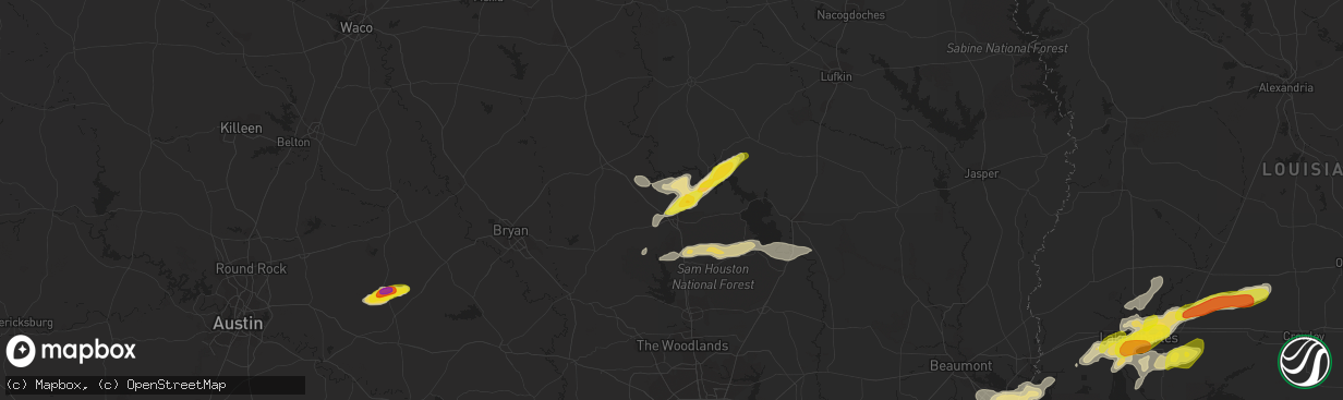 Hail map in Huntsville, TX on May 26, 2020