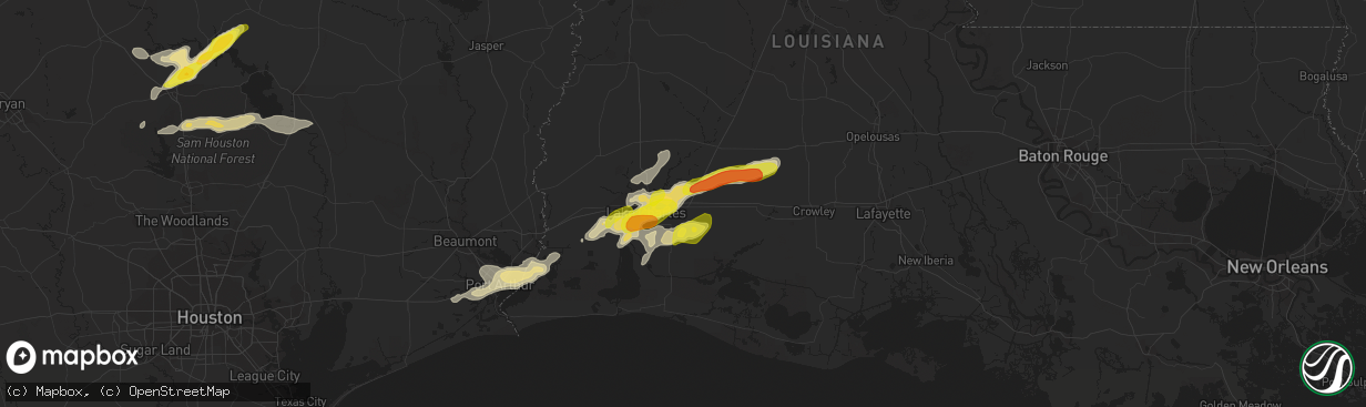 Hail map in Iowa, LA on May 26, 2020