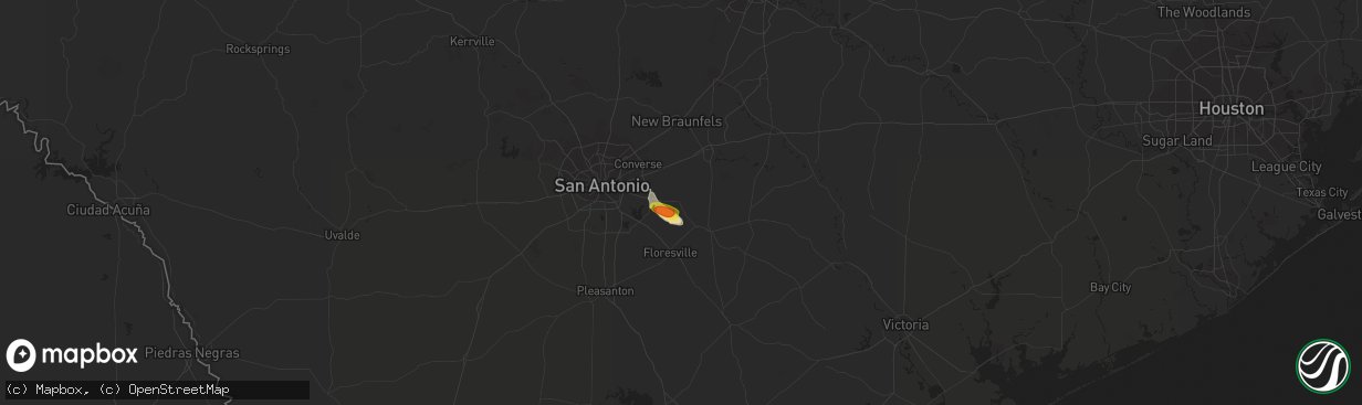 Hail map in La Vernia, TX on May 26, 2020