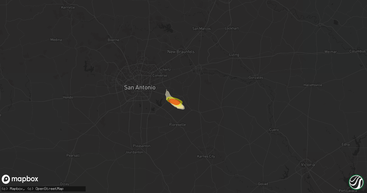 Hail map in La Vernia, TX on May 26, 2020