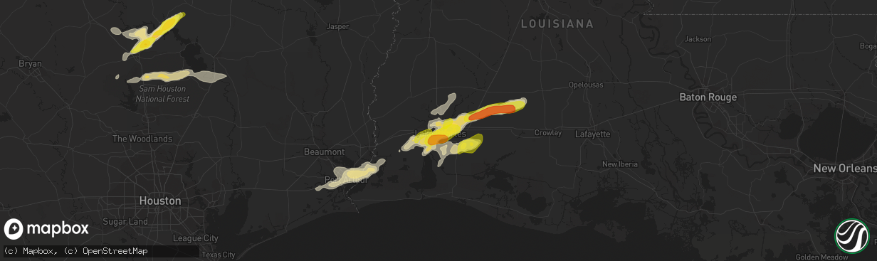 Hail map in Lake Charles, LA on May 26, 2020