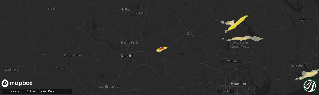 Hail map in Lexington, TX on May 26, 2020