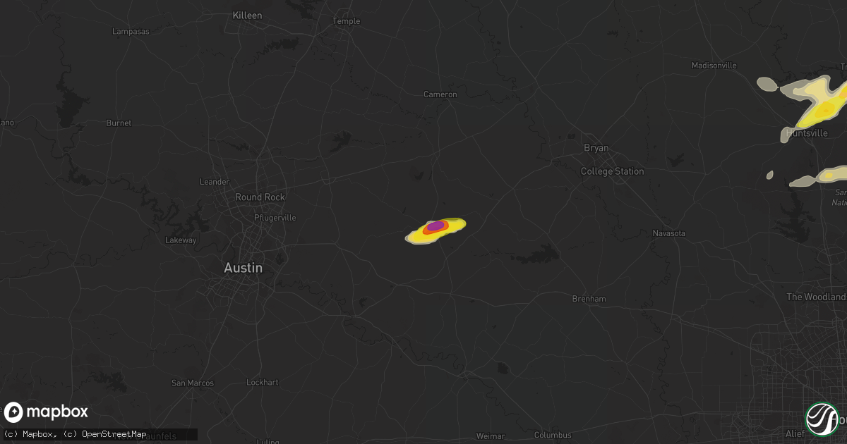 Hail map in Lexington, TX on May 26, 2020