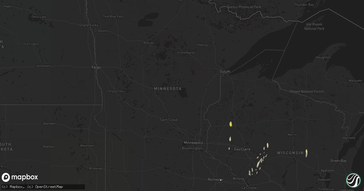 Hail map in Minnesota on May 26, 2020