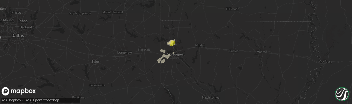 Hail map in Shreveport, LA on May 26, 2020