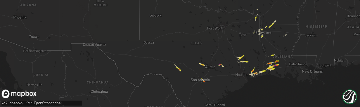 Hail map in Texas on May 26, 2020