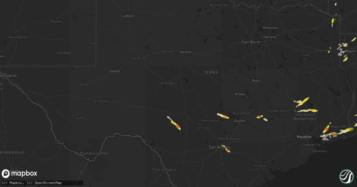 Hail map in Texas on May 26, 2020