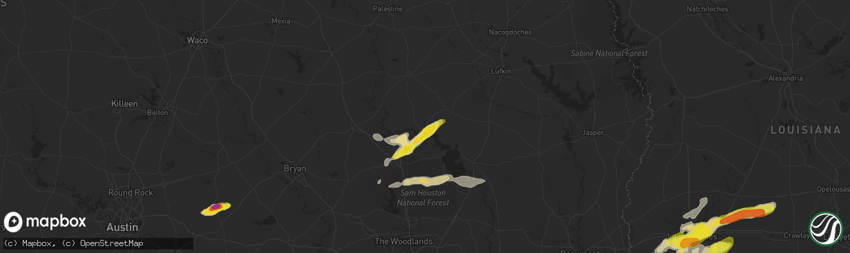 Hail map in Trinity, TX on May 26, 2020