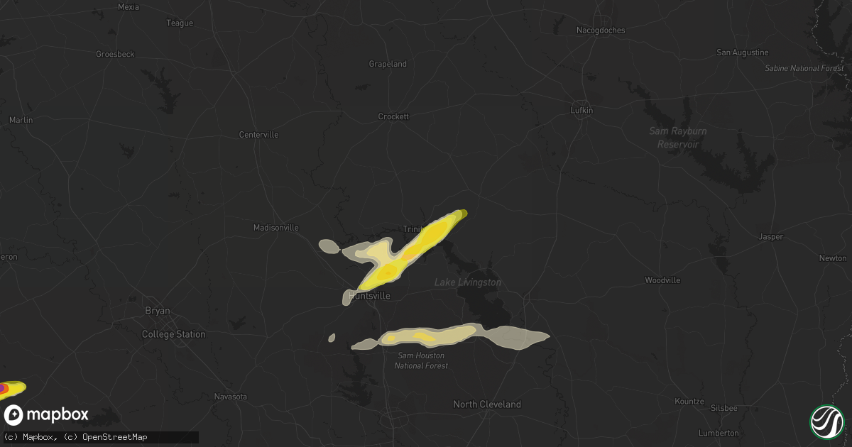 Hail map in Trinity, TX on May 26, 2020