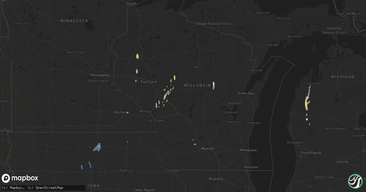 Hail map in Wisconsin on May 26, 2020