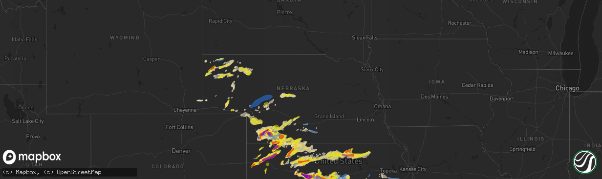 Hail map in Nebraska on May 26, 2021