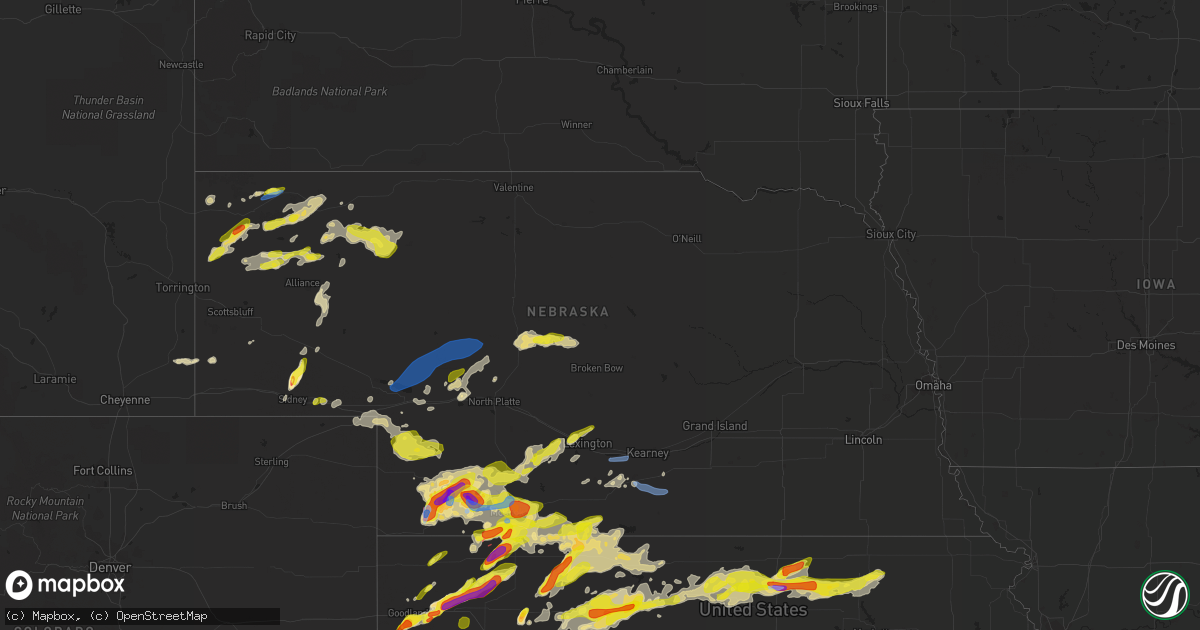 Hail map in Nebraska on May 26, 2021