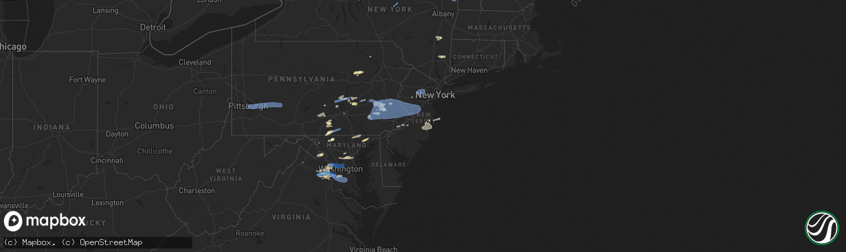 Hail map in New Jersey on May 26, 2021