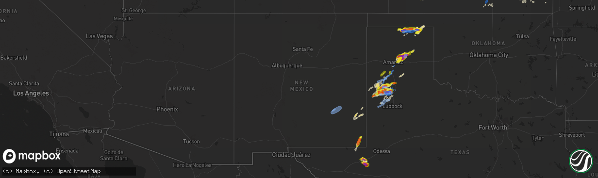 Hail map in New Mexico on May 26, 2021