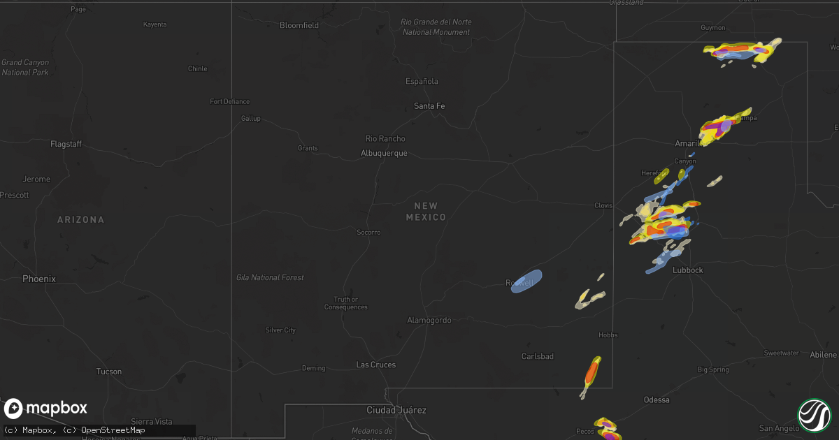 Hail map in New Mexico on May 26, 2021