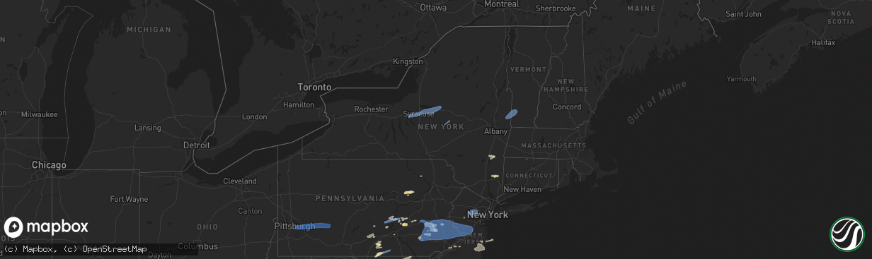 Hail map in New York on May 26, 2021
