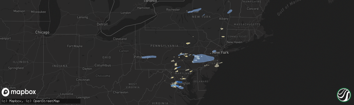 Hail map in Pennsylvania on May 26, 2021