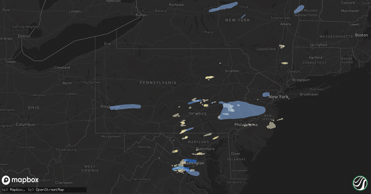 Hail map in Pennsylvania on May 26, 2021