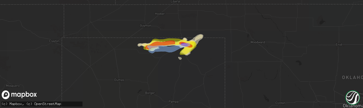 Hail map in Perryton, TX on May 26, 2021
